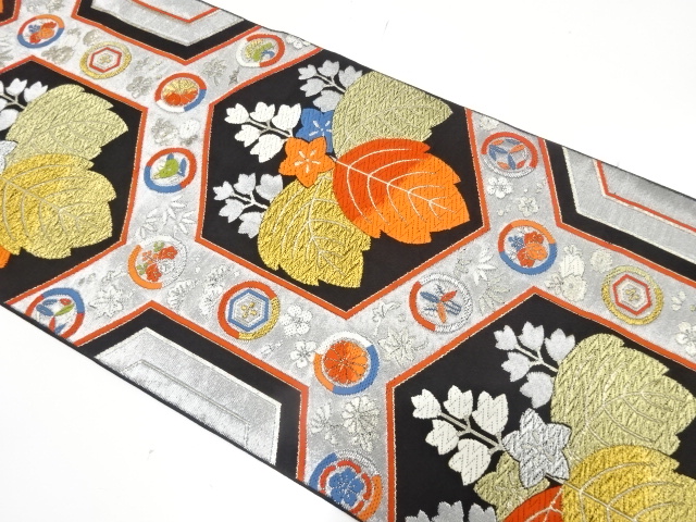 JAPANESE KIMONO / ANTIQUE FUKURO OBI / SILK / WOVEN PAULOWNIA